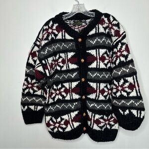 Vintage Ice-Ame Hand Knit Wool Cardigan Sweater